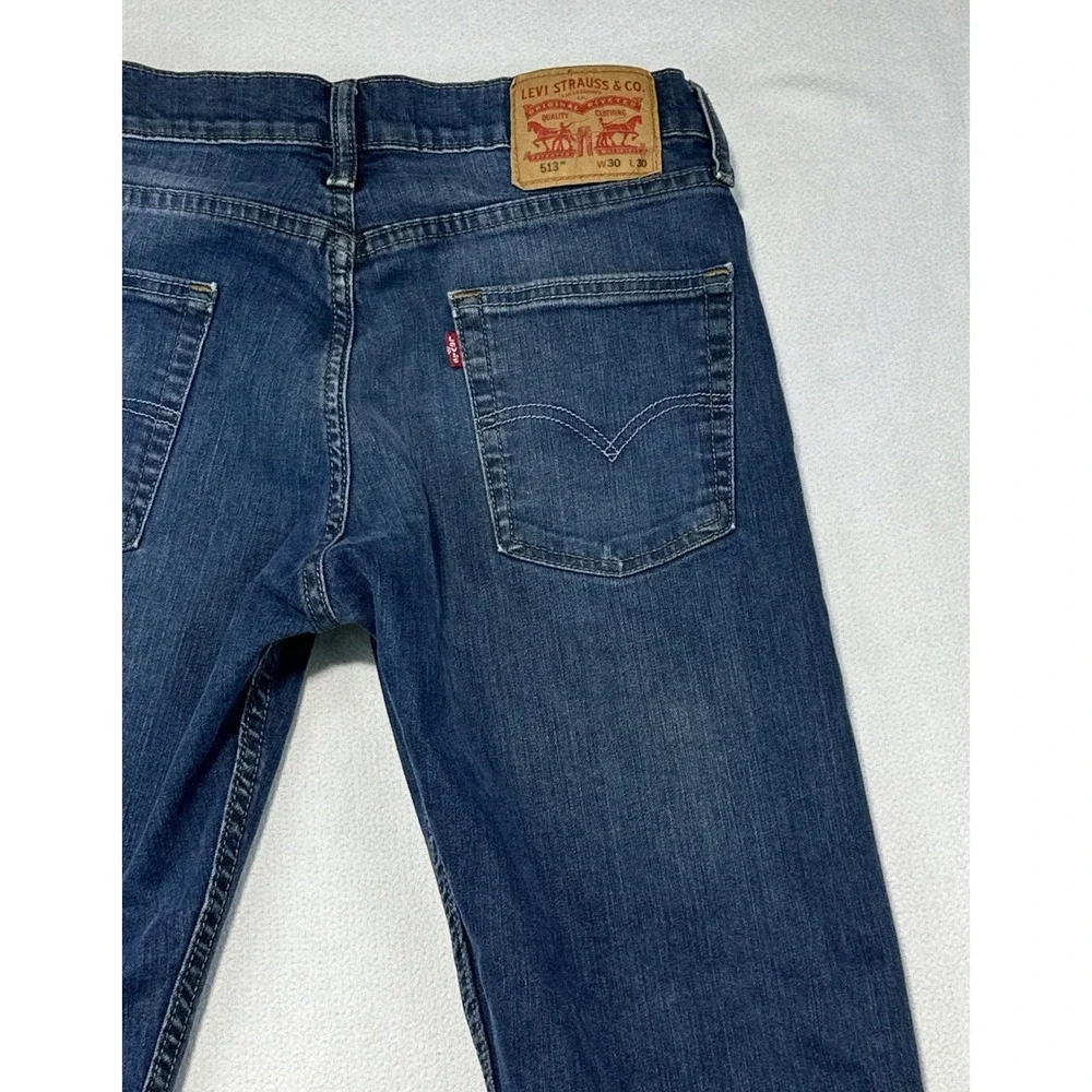 Levi's 513 Slim Straight Jeans Men's 30x30 Dark Indigo Wash Modern Stretch